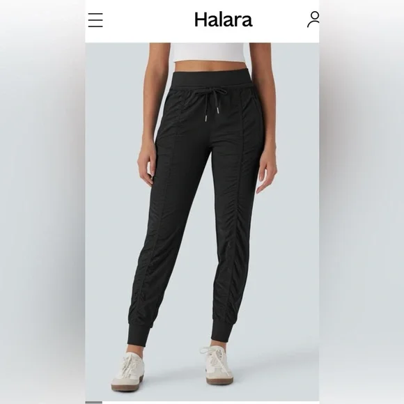 HALARA Pants Jumpsuits Halara Womens Black Ruched Joggers
